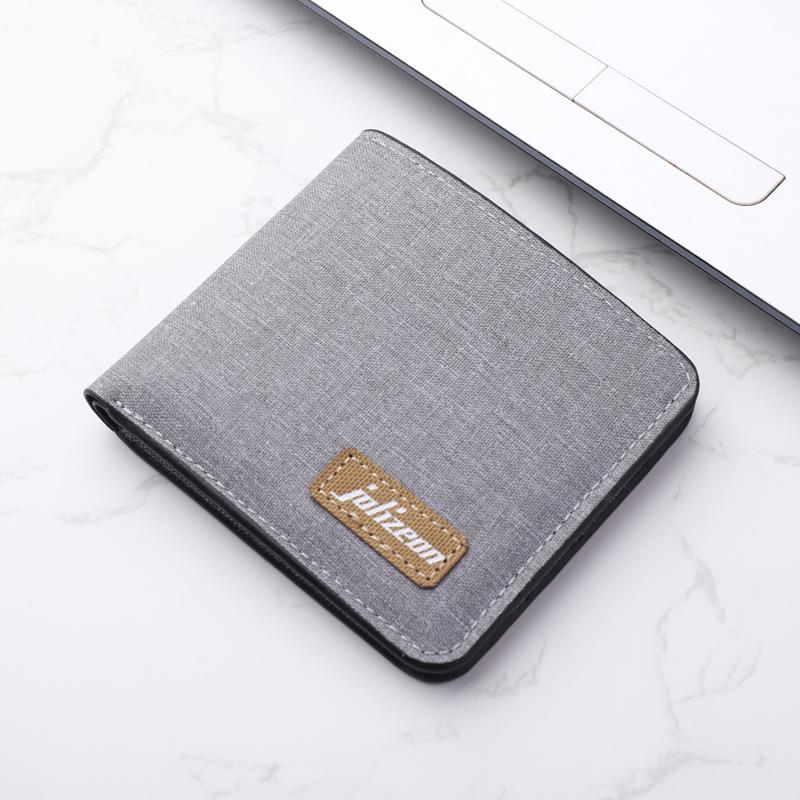 Men's Super Thin Canvas and Leather Zipper Wallet