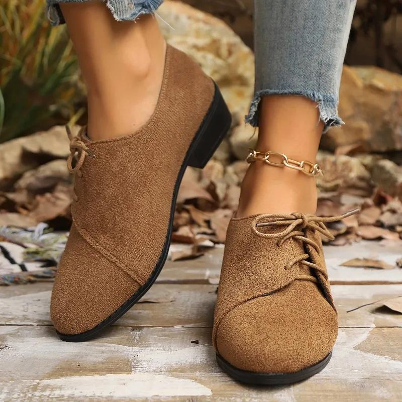 Ladies Shoes 2024 Lace Up Women's Pumps Plus Size Office & Career Pumps Women Round Toe Low Square Heel Outdoor Shoes Female