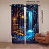 Fantasy Curtain Enchanted Forest Cave Waterfall Magic Tree Bedroom Living Room Dining Curtains Set Of 2 Made Polyester Sitting Decor