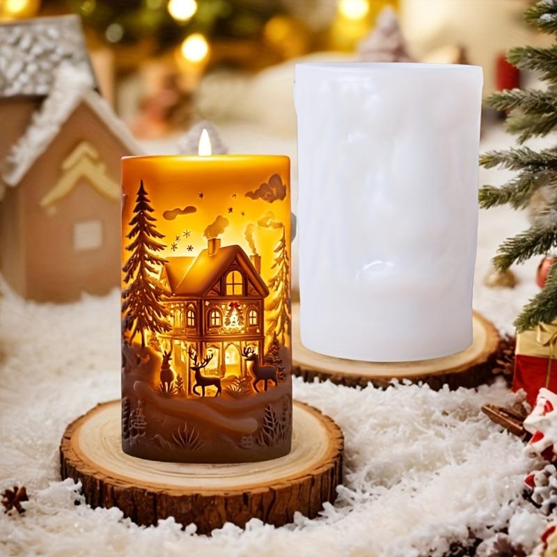 Magiczny Dom Cylindryczna Świeca Zapachowa Forma Silikonowa Magiczny Dom Miasteczko Cylindryczna Forma do Świec Łoś Dom Formy z Żywicy Gipsowej