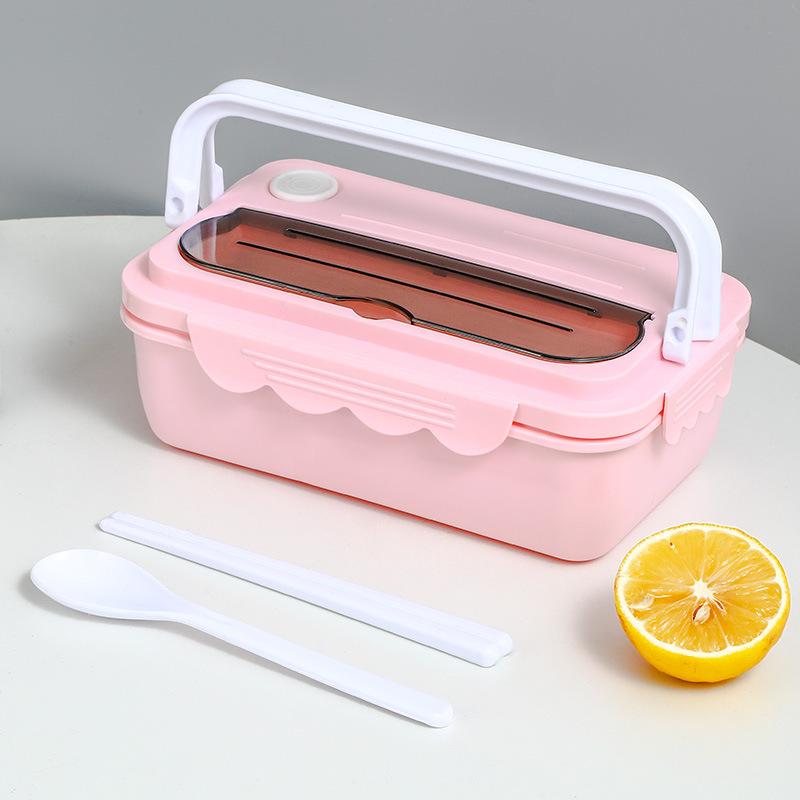 Разделенный пищевой прямоугольный студенческий ланч-бокс с герметичным уплотнением может быть офисным ланч-боксом с микроволновой печью 20512575 розовый 876₽