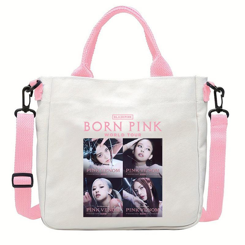Rose Lisa Jennie Jisoo Printed Crossbody Bag Casual Canvas Shoulder Bags