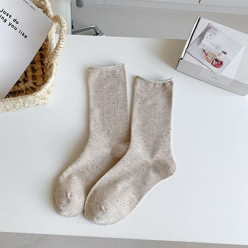 1pair Solid Color Women Socks Simple Black White Gray Long Socks Women JK Japanese Style School Girls Middle Tube Socks