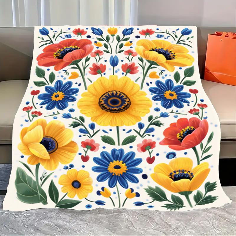 Flannel Blanket-Soft Lightweight All-season Bright Floral Baby Blanket Soft Cozy for Toddlers Kids Bedding