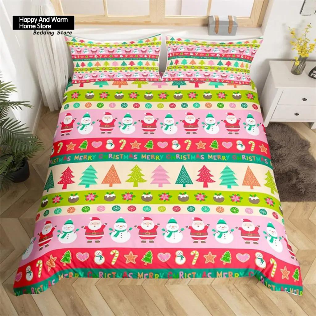 Christmas Tree Santa Claus Duvet Cover Twin King Queen Boys Christmas Bedding Set Polyester Botanical Racing Car Comforter Cover