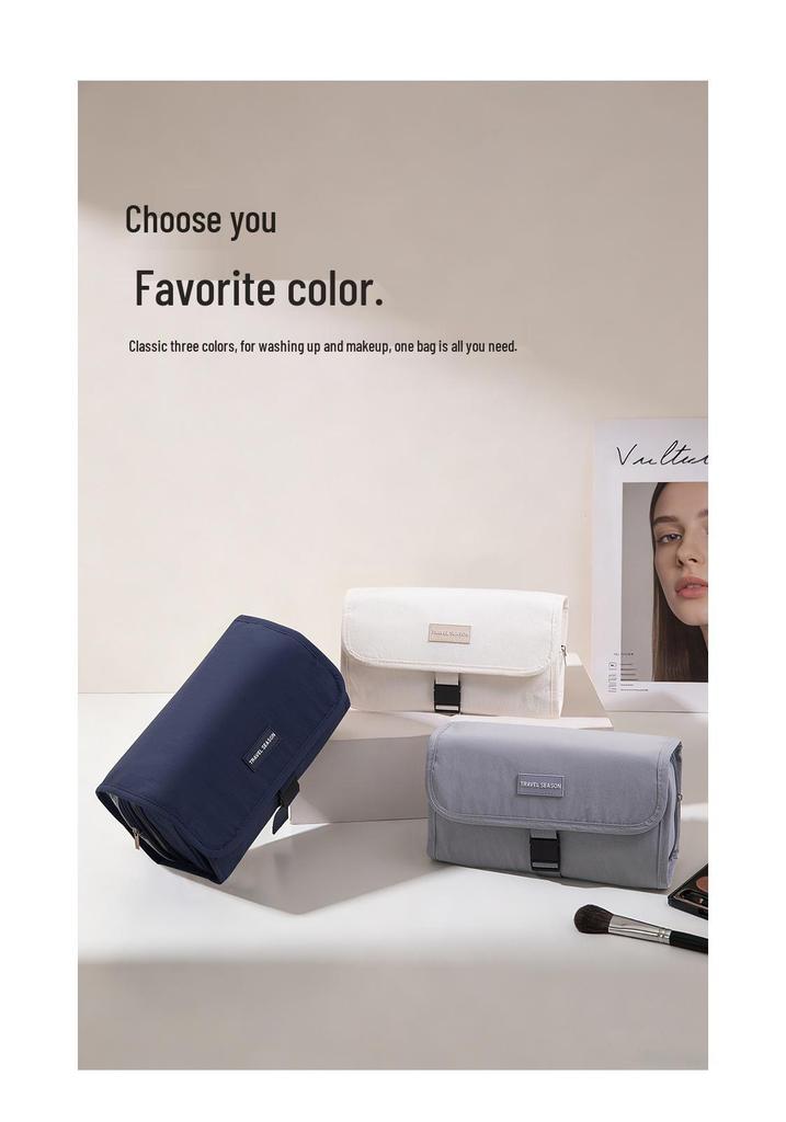 Twill Waterproof Hanging Toiletry and Makeup Organizer with Wet/Dry Separation