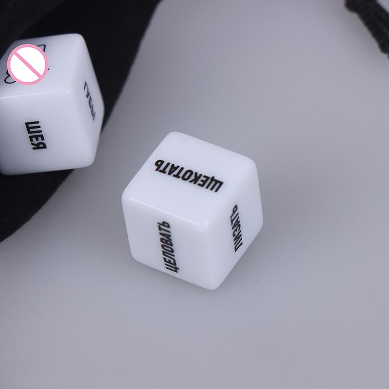 2Pcs Fun Acrylic Dice Love Sexy Dice Sex Dice Erotic Dice With Velvet Dice Bag