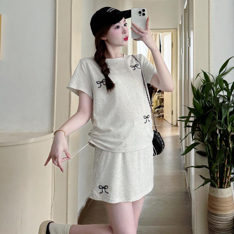2026 Summer Maternity Fashion Set: Versatile T-shirt & Skirt Pants XL