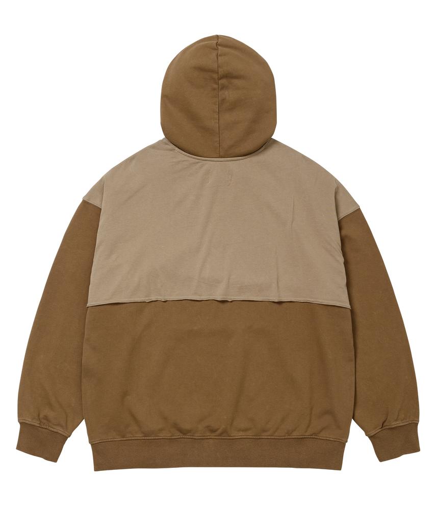 [Pba] Arch Logo Washed Layered Hoodie [Dusty Beige]