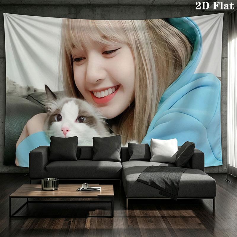 LISA Wall tapestry, aesthetic printed fabric blanket, suitable for bedroom, living room, and home decor.