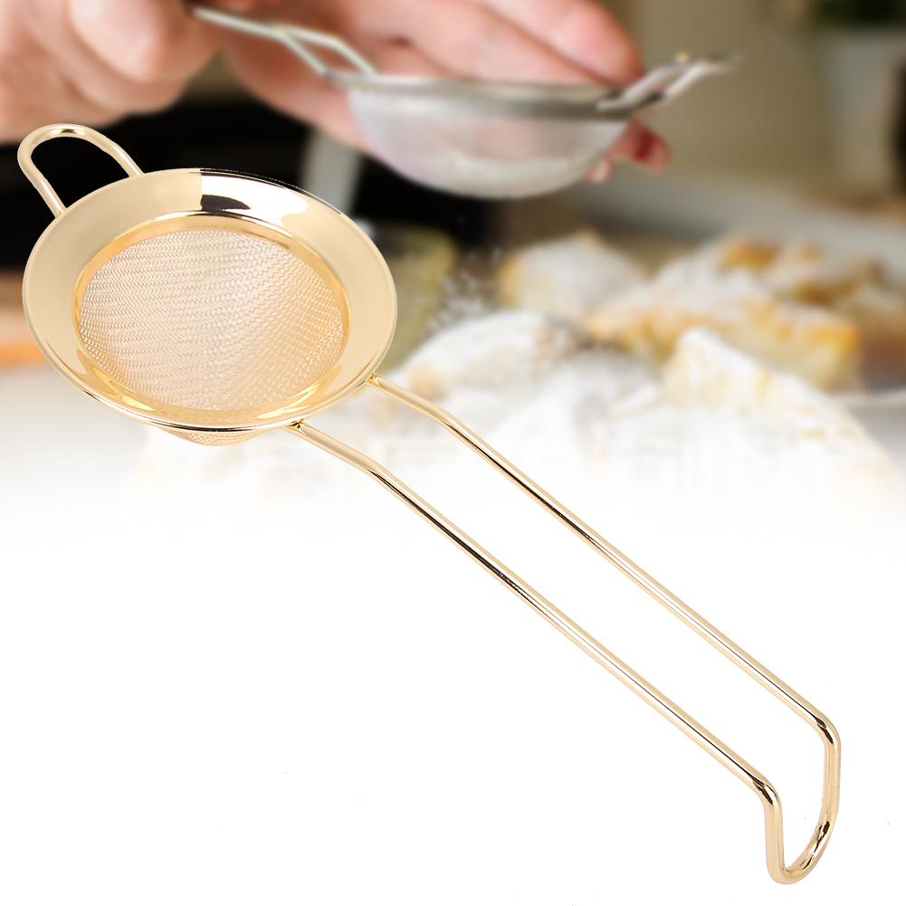 Stainless Steel Cone Shape Cake Powder Filter Cocktail Mesh Strainer Bar AccessoriesGold