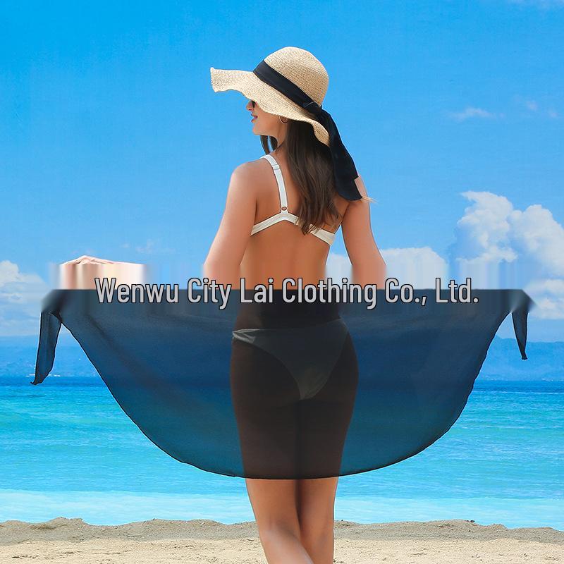 Leopard Print Pearl Chiffon Beach Cover-Up for Sun Protection