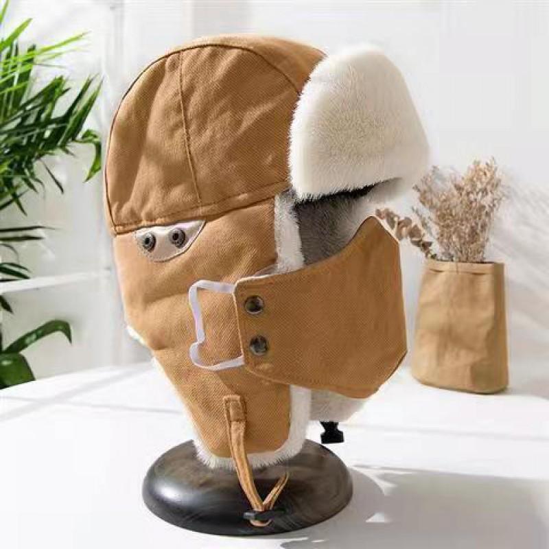 Unisex Winter Warm Fleece-Lined Aviator Beanie Hat With Neck Cover Windproof Riding Cap Cold Weather Outdoor Use
