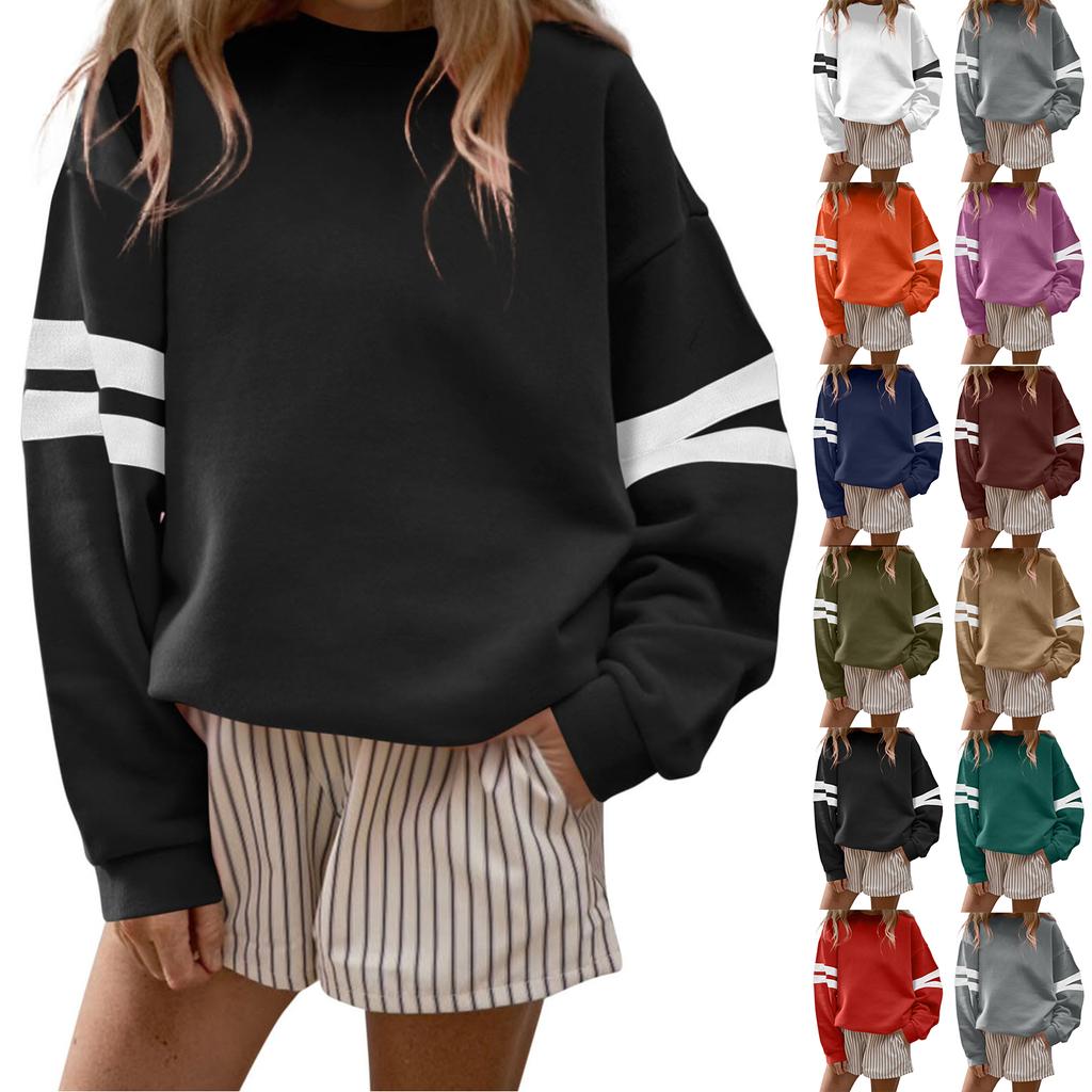 Ladies' Fashionable Solid Color Long Sleeved Sweatshirt