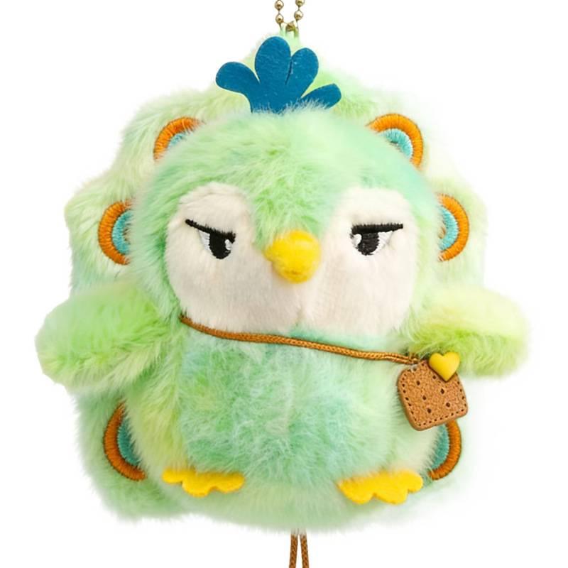Green Peacock Doll Pendant - Little Penguin Plush Toy Cartoon Keychain Charm