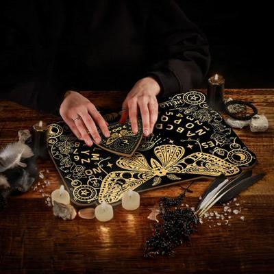 Talking Spirit Board Wooden Butterfly Engraved with Planchette Winning Moves Games for