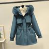 Winter Jackets Women Parka Thicken Warm Jacket Big Fur Collar Hooded Fur Lining Parka Coat Drawstring Slim Clothes