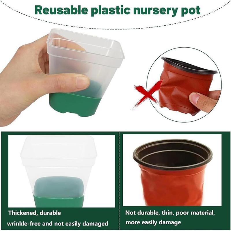 10 Buc 3 Inch Ghivece pentru Răsaduri, Ghivece de Plastic Durabile, Armate, Transparente, pentru Pepinieră, cu Bază de Silicon pentru Transplant Ușor