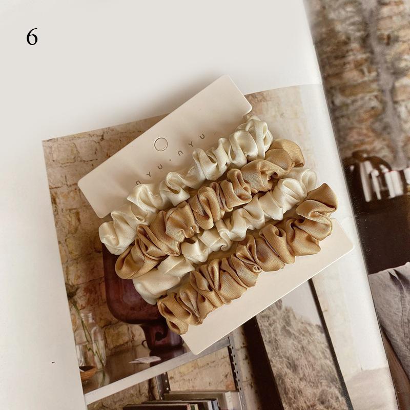 

4 шт./Набор Тонкие резинки из чистого шелка Маленький набор скранчи Винтажная эластичная повязка на голову Держатели для хвоста Для женщин Девушек Заколки для волос Веревки