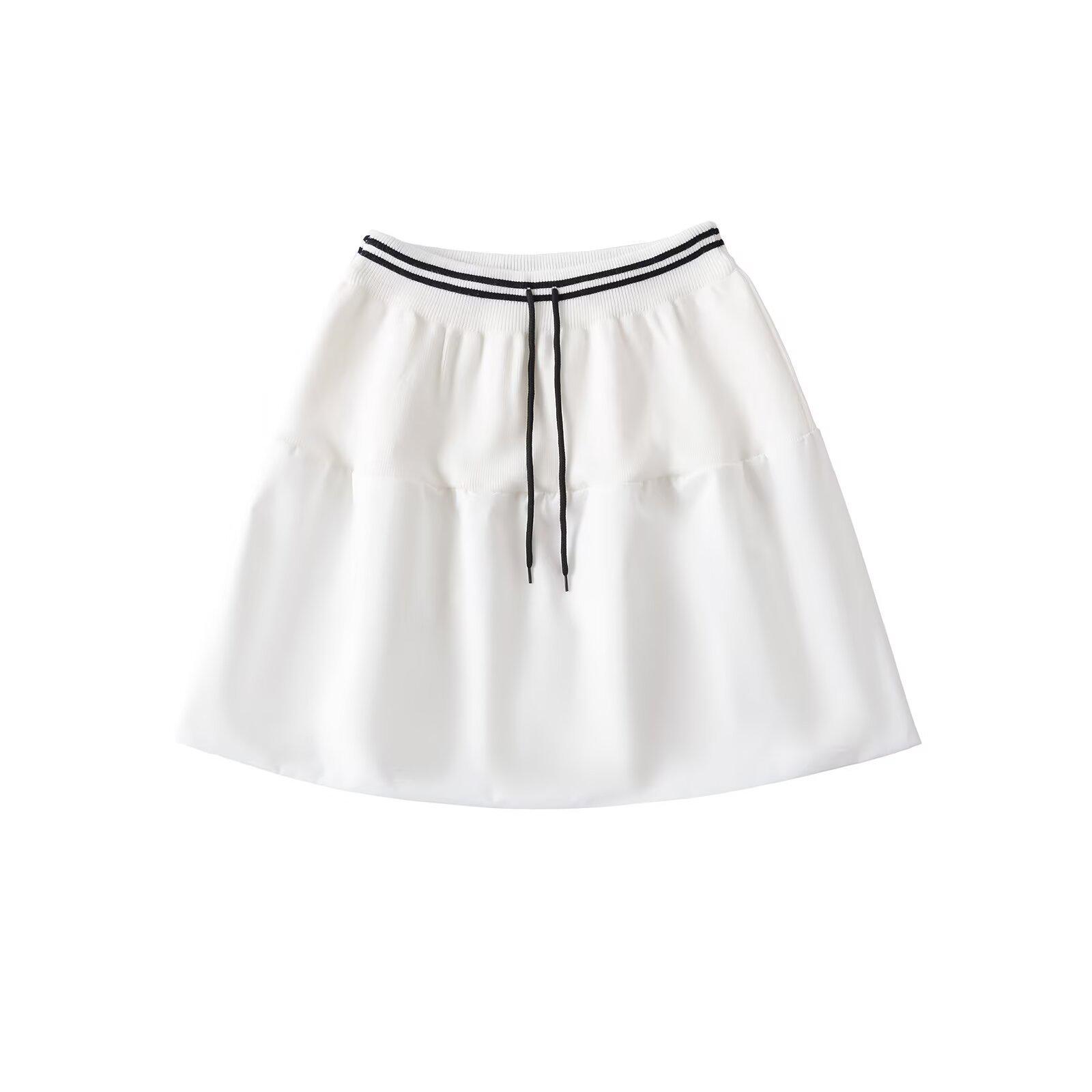 

Комплект женский на весну 2025 года в европейском и американском студенческом стиле: топ с коротким рукавом и юбка миди S