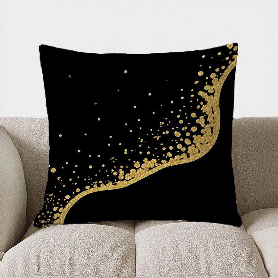 Home Decor Black &amp; Gold Marbled Pattern Throw Pillow Pattern Cushion Cover Suitable For Sofa Bedroom Car Pillow Cover