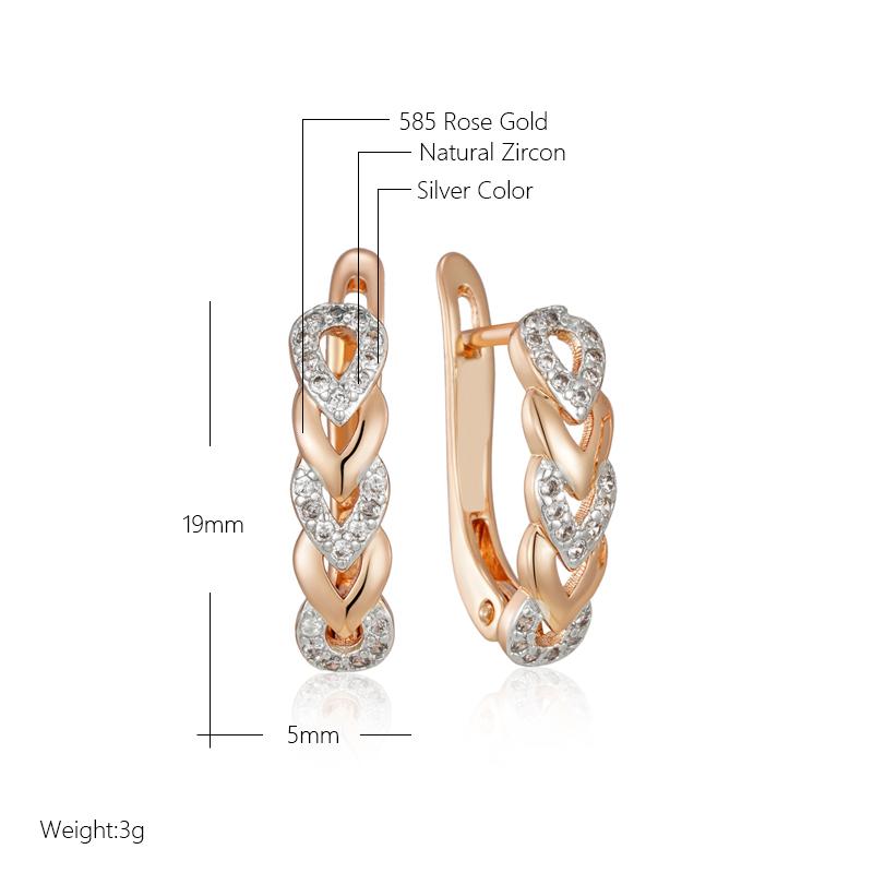 Heart Link Drop Earrings For Women Rose Gold Color Mix Natural Zircon English Earrings Ethnic Bride Jewelry