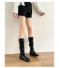 2025 Vintage Western Slouchy Suede Boots: Women's Round Toe Hidden Heel Riding & Cowboy Style for Autumn/Winter