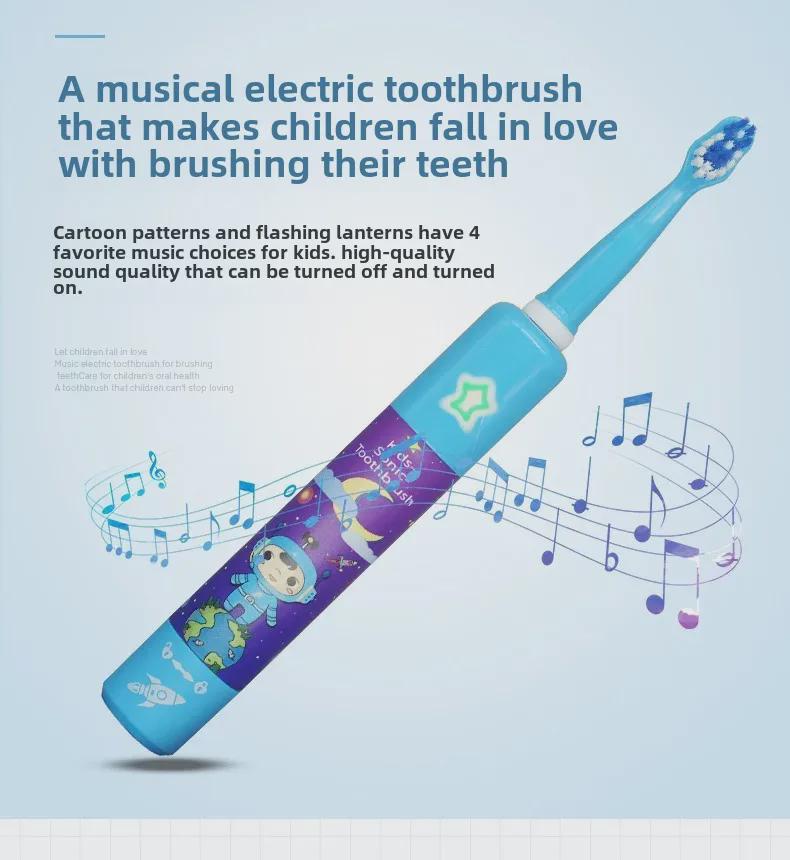 Kids' Sonic Electric Toothbrush Set, Ages 3-9, 3-Speed, USB Rechargeable, with Timer and Music.