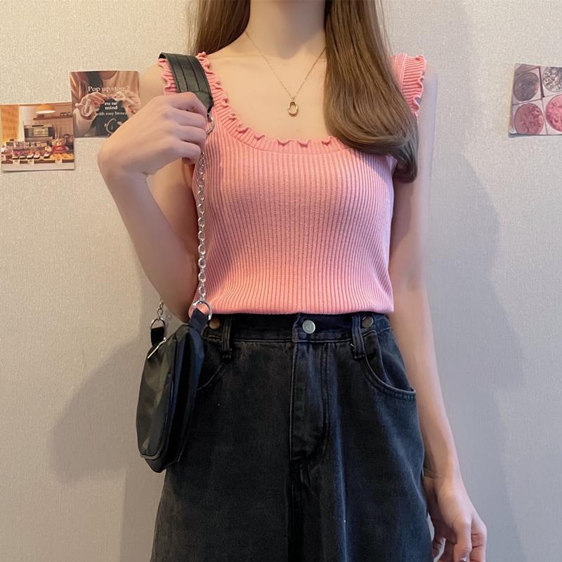 Women s Trendy U-Neck Sleeveless Knit Top - Summer Camisole with Stylish Back Design Small