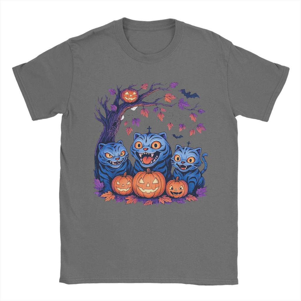 Men Spooky Huntrix Halloween Derpy Tiger T Shirt  Pure Cotton Tops Novelty Short Sleeve Round Neck Tees Summer T-Shirts