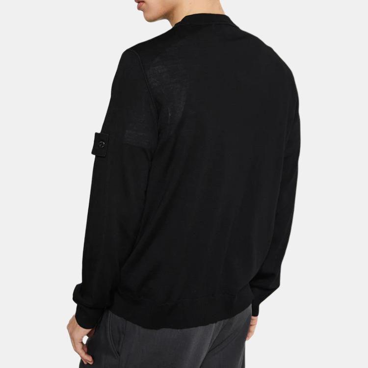 STONE ISLAND Long Sleeve Solid Color Crew Neck Sweater Men Sweater Black K1S15-5100066-S00FC-V0029
