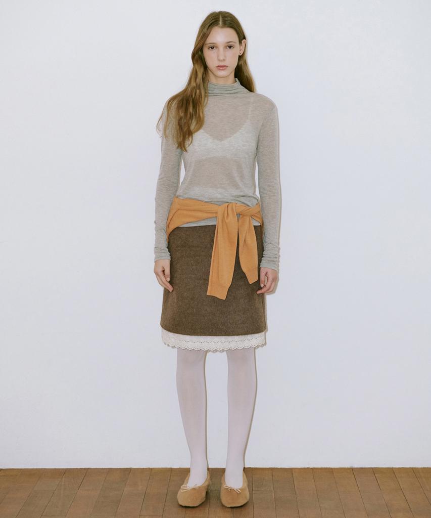 Sinun Lace Midi Skirt (Brown)