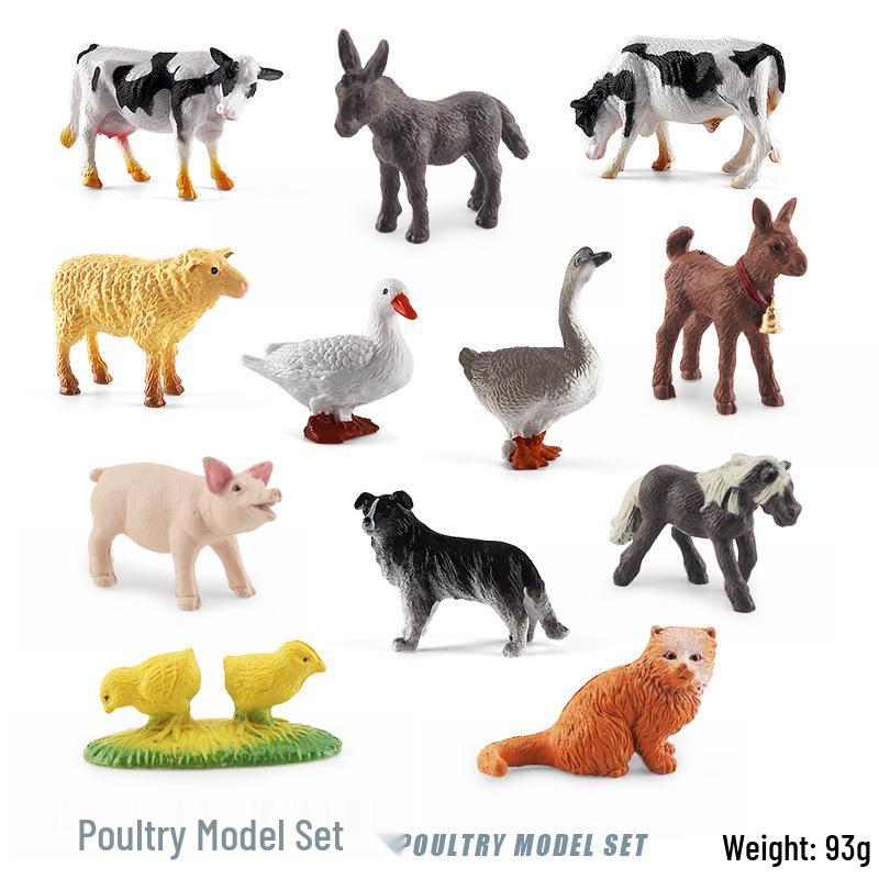 Cross-border Farm Animal Models: Children's Cognitive Toys - Chicken, Duck, Goose, Cow, Sheep, Pig, Horse, Donkey, Cat & Dog
