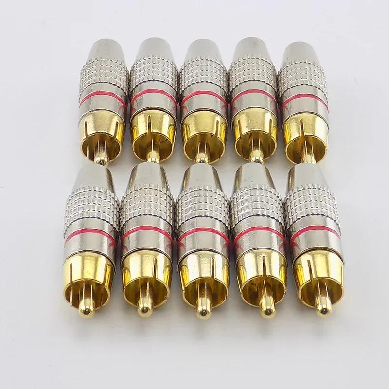

10pcs RCA Male Plug Connector Non Solder AV Audio Video Locking Cable Plug Adapter solderness for Video CCTV Camera Security