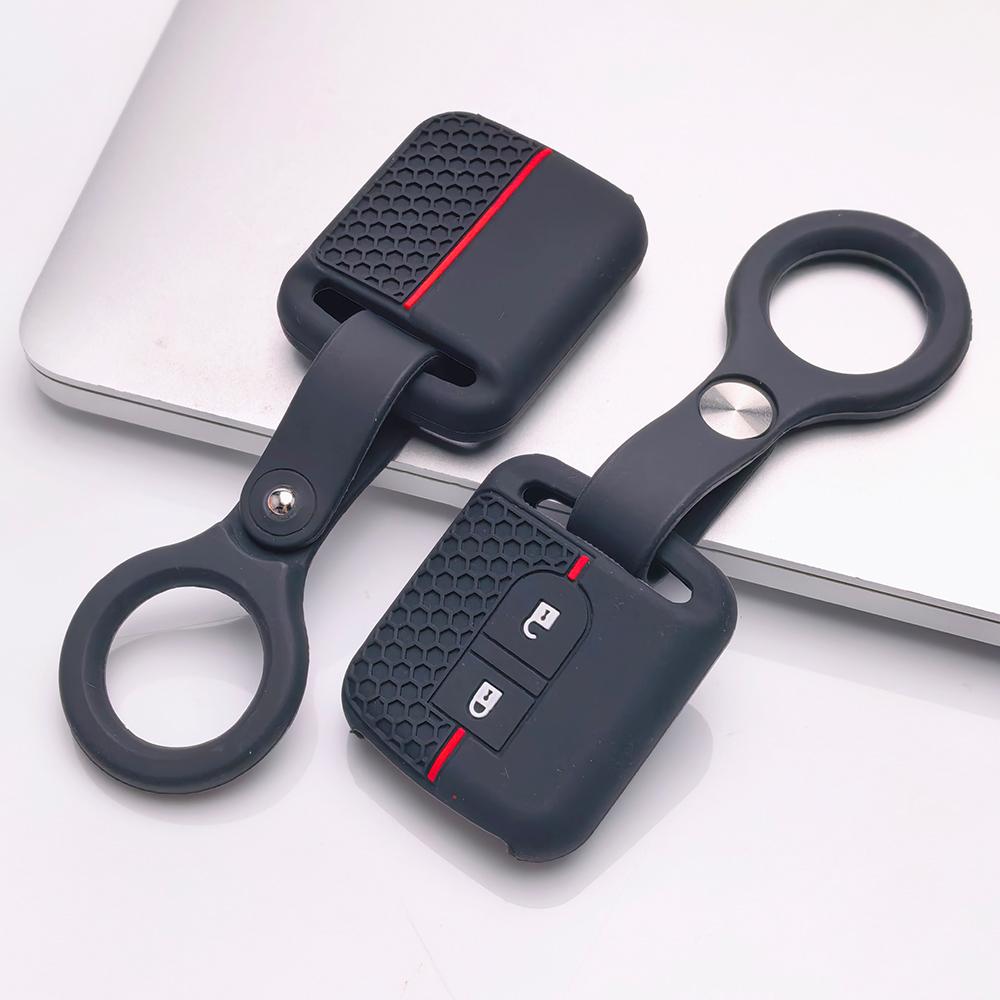Key Fob Cover for Nissan Qashqai Micra Tiida Sunny Livina Sylphy with Keychain Anti-Scratch Surface Shockproof Structure Soft Grip Texture