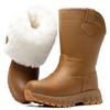 Genuine Leather Men'S Boots Warm Plush Wool Snow Boots Waterproof Mid Calf Boots Men Outdoor Western Boots Men Cotton Shoes 2024