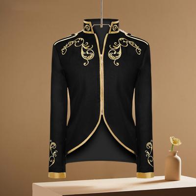 Halloween Men Coat Exquisite Embroidery Slim Irregular Bottom Vintage Jacket for Performance