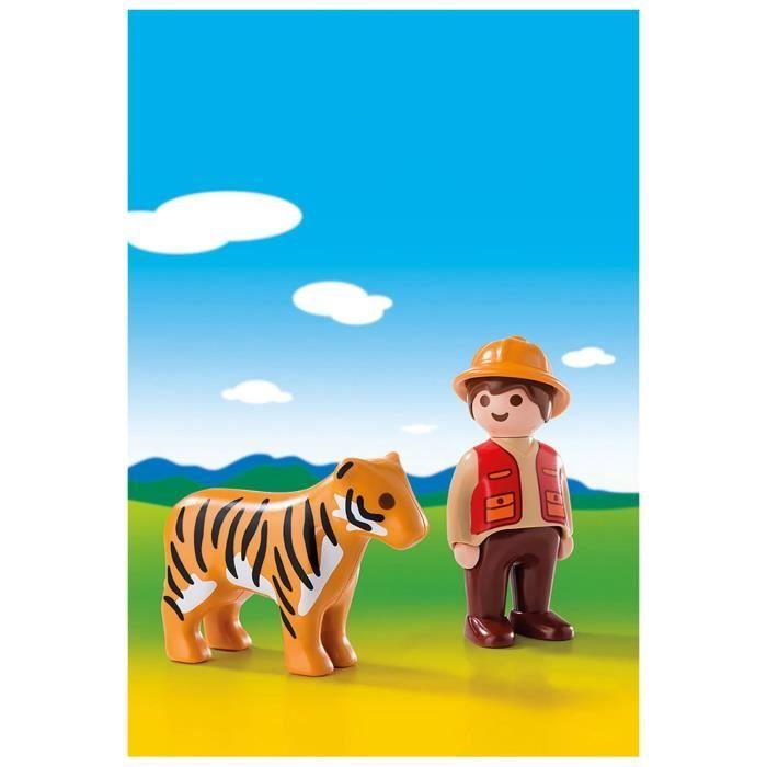 PLAYMOBIL 1.2.3. - PLAYMOBIL - Aventurier avec Tigre - Mixte - A partir de 18 mois - 2 pièces