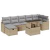 Ensemble de Canapés de Jardin 8 Pièces avec Coussins Beige Poly Rattan, Canapé de Jardin 2 Places avec Coussins Beige Poly 3359727