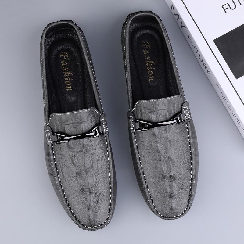 Fashion Genuine Leather Mens Loafers Crocodile Pattern Fashion Casual Shoes Comfortable Man Slip on Flats Lightweight Soft Driving Shoes