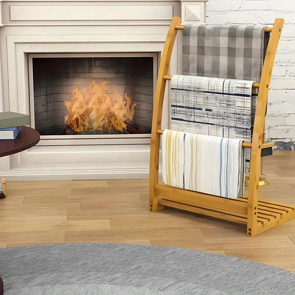 3-Tier Bamboo Towel Rack Freestanding Bathroom Floor Drying Rack Stable Multifunctional Storage Organizer for Home Bedroom