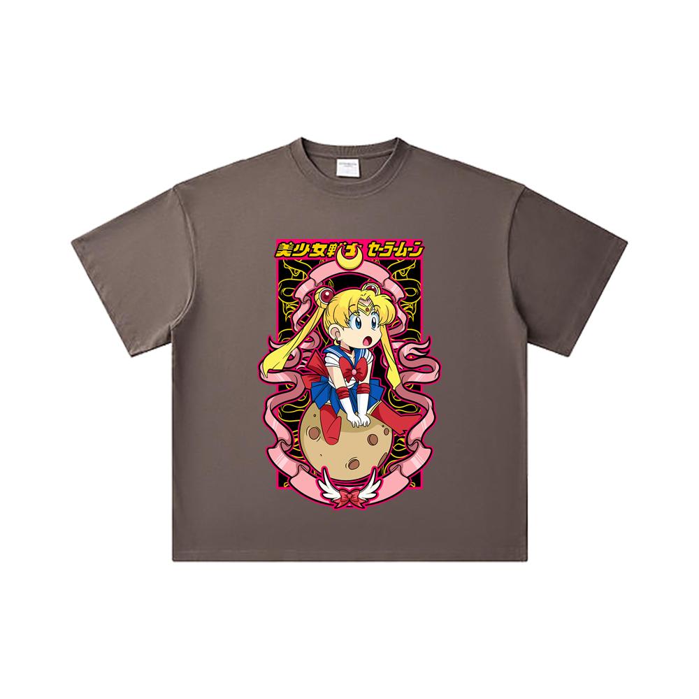 260 GSM Double Yarn 32 Count 100% Cotton Sailor Moon V10 Usagi Print Unisex Heavy Cotton T Shirt