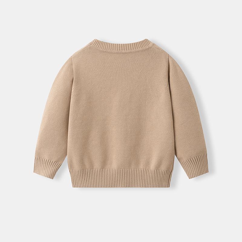 Spring & Autumn Kids' V-neck Knit Cardigan - Boys & Girls School Style Cotton Outerwear