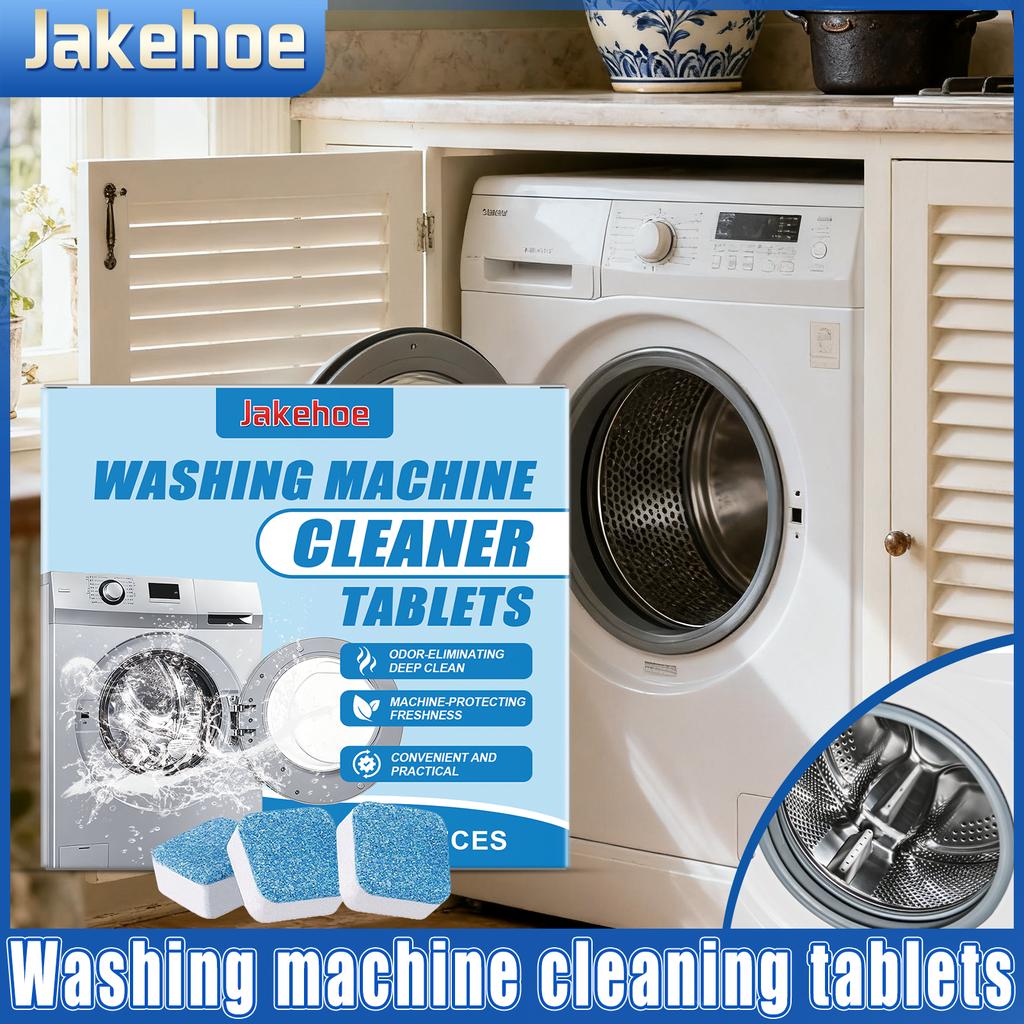 Washing Machine Cleaner Tablets 12pcs Deep Clean Descale Remove Mold Odor For Front Top Load Washer Drum Maintenance Lemon Scent