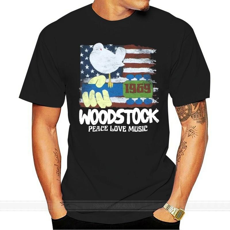 New Woodstock Concert 1969 America Vintage Mens T-Shirt Cotton Tshirt Men Summer Fashion T-shirt Euro Size