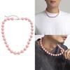 Handmade Pink Acrylic Beaded Necklace Fashion Choker Necklace Neck Chain Simple Clavicle Chain Statement Jewelry