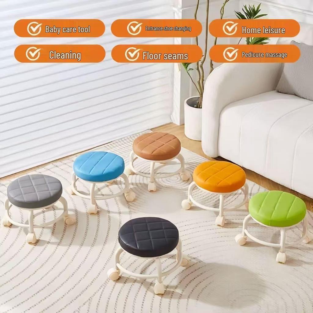 Children's Low Stool with Universal Wheels - Versatile, Movable Chair for Living Room