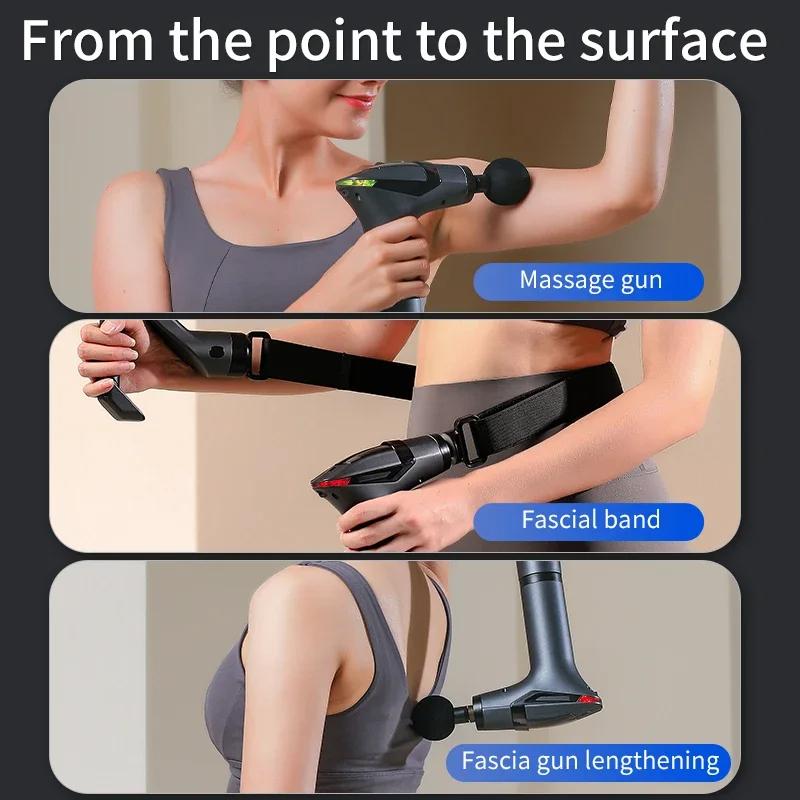 Long-Handle Electric Massage Gun: Multifunctional For Muscle Relaxation, Deep Tissue Percussion Relief