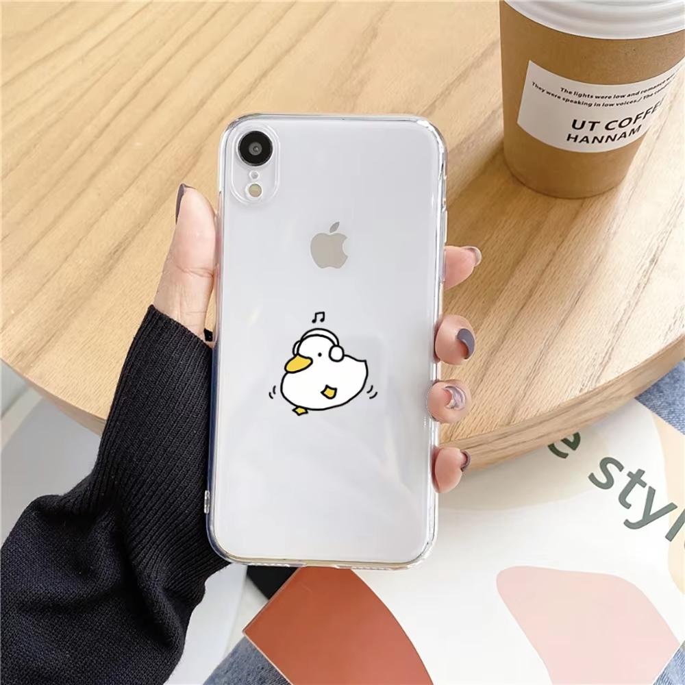 Funny Duck Phone Case For iPhone 16 15 14 13 12 11 Pro Max XS X XR 7 8 SE Clear Cover Funda