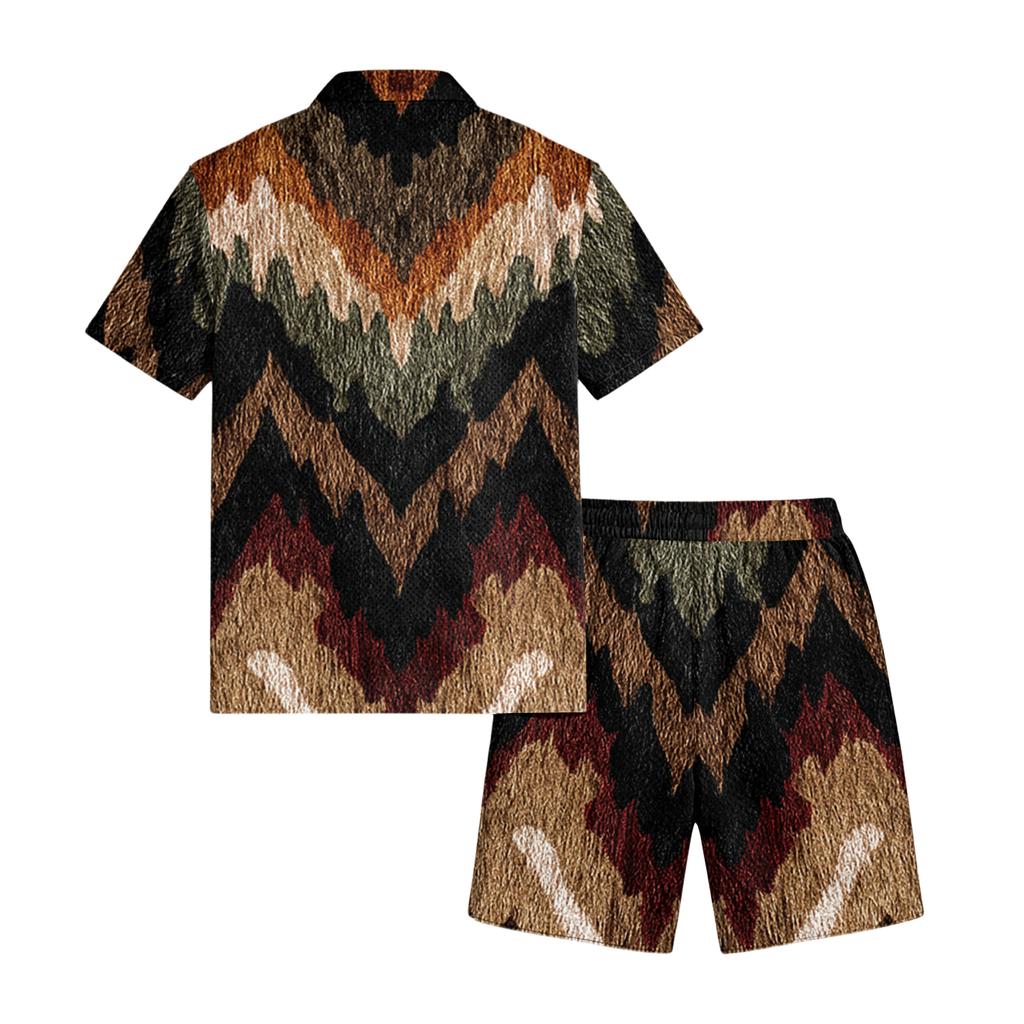 Men's Casual Lightweight Breathable Short-Sleeve Shirt And Shorts Set